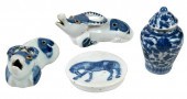 FOUR PIECES OF CHINESE BLUE AN