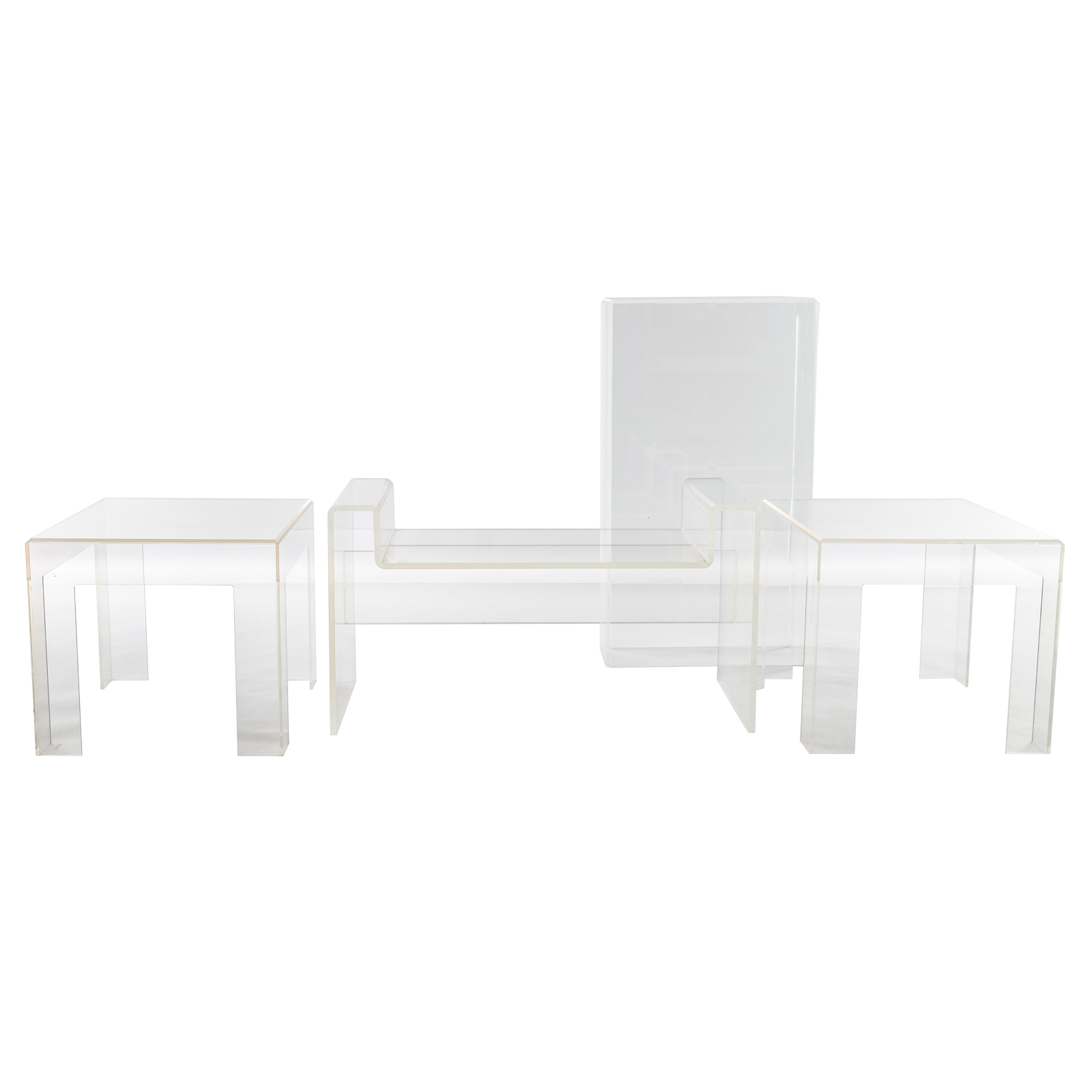 FOUR PIECES OF CLEAR LUCITE