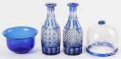 FOUR PIECES OF COBALT GLASS, 1
