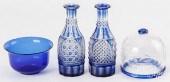 FOUR PIECES OF COBALT GLASS, 1
