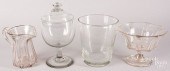 FOUR PIECES OF COLORLESS GLASS
