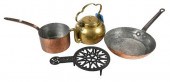 FOUR PIECES OF COPPER, BRASS,