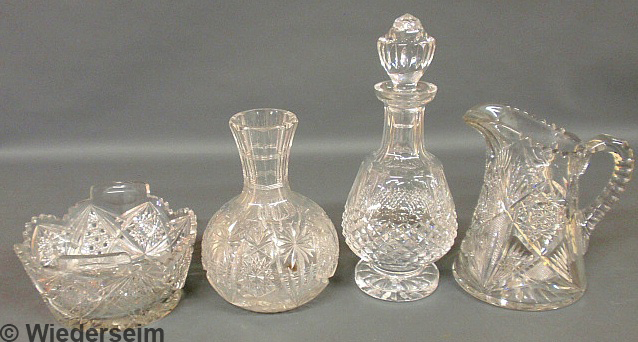 Four pieces of cut glass tableware-