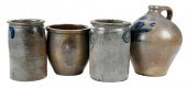 FOUR PIECES OF DECORATED STONE