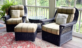 Four pieces of distressed black
