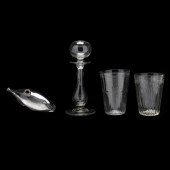 FOUR PIECES OF EARLY BLOWN GLA