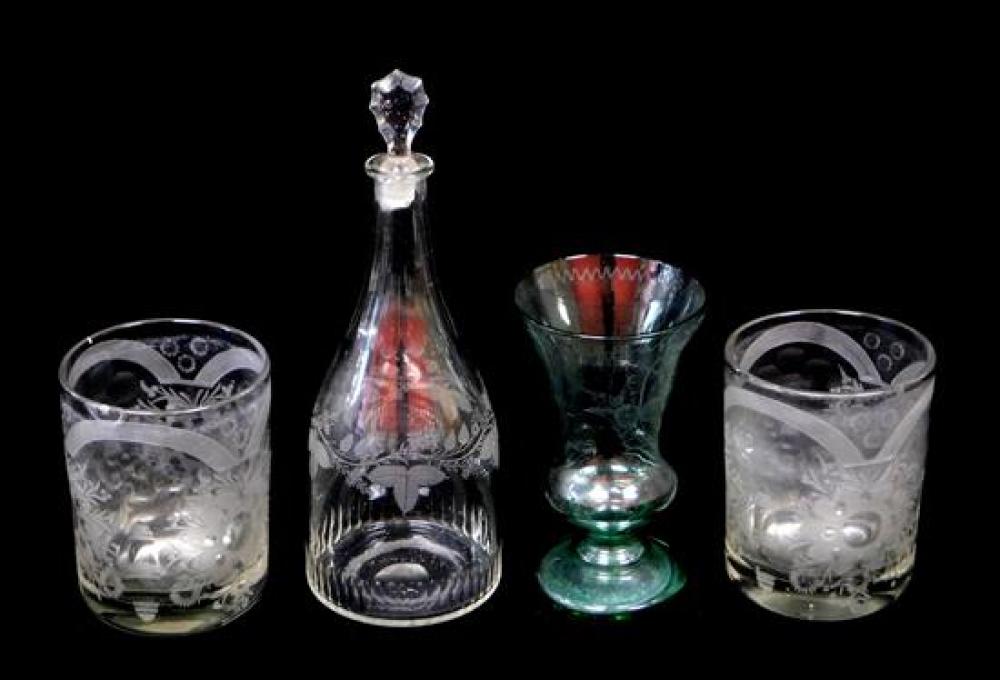 FOUR PIECES OF EARLY ETCHED