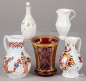 FOUR PIECES OF EARLY MILK GLAS