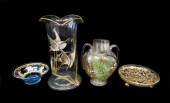 FOUR PIECES OF ENAMEL DECORATE