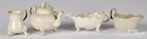 FOUR PIECES OF ENGLISH SALT GLAZE