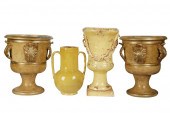FOUR PIECES OF GLAZED TERRACOT
