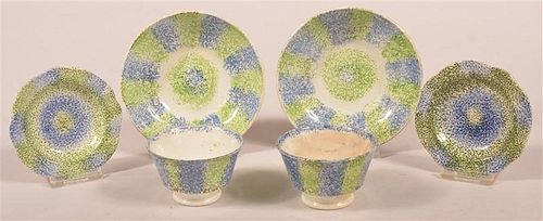 FOUR PIECES OF GREEN AND BLUE