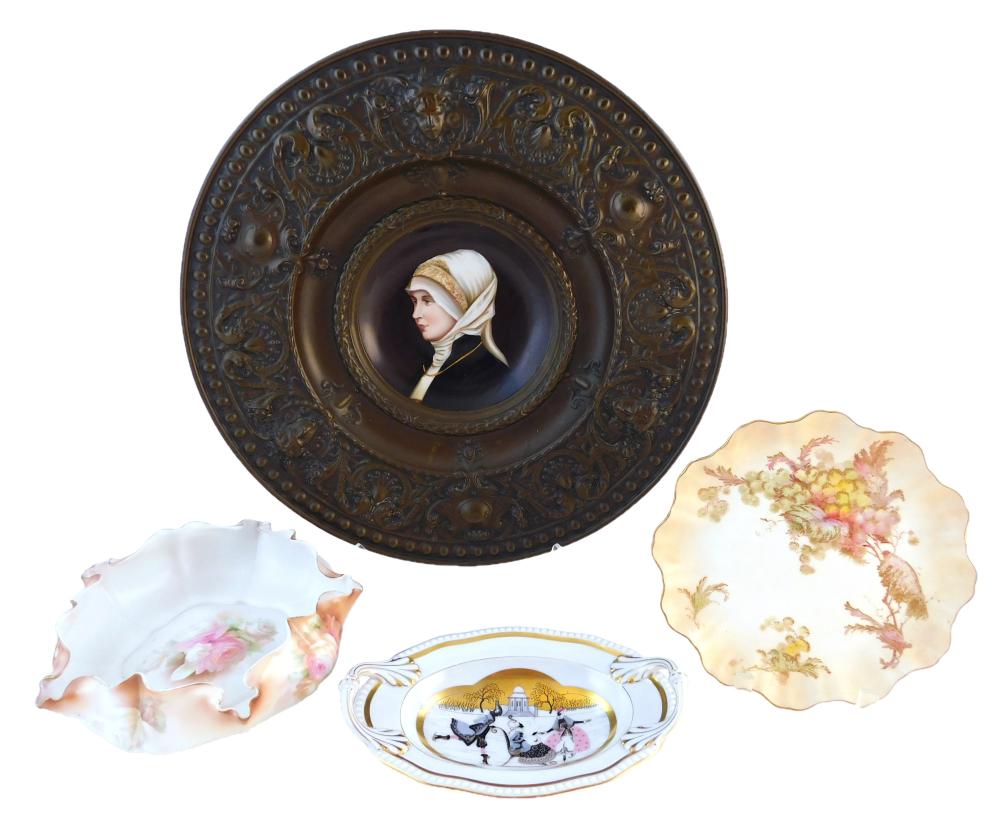 FOUR PIECES OF HAND PAINTED