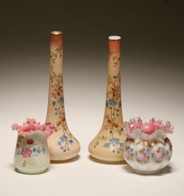 Four pieces of hand painted