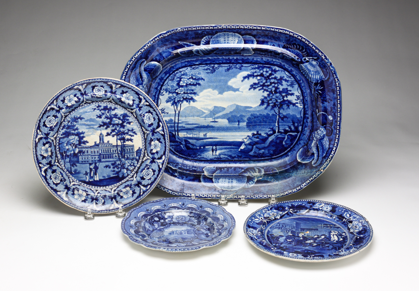FOUR PIECES OF HISTORICAL BLUE