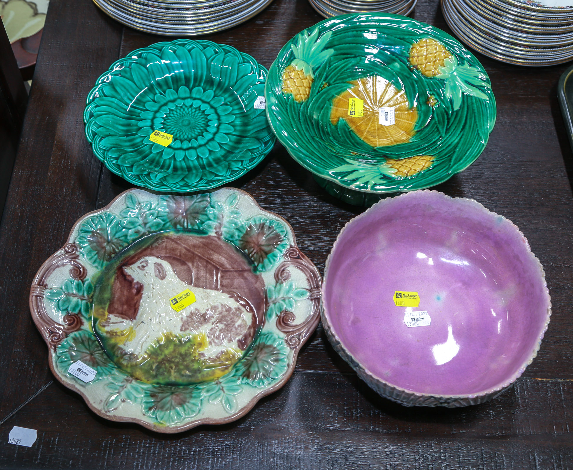 FOUR PIECES OF MAJOLICA 19th
