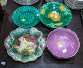 FOUR PIECES OF MAJOLICA 19th c