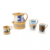 FOUR PIECES OF MOCHAWARE POTTE