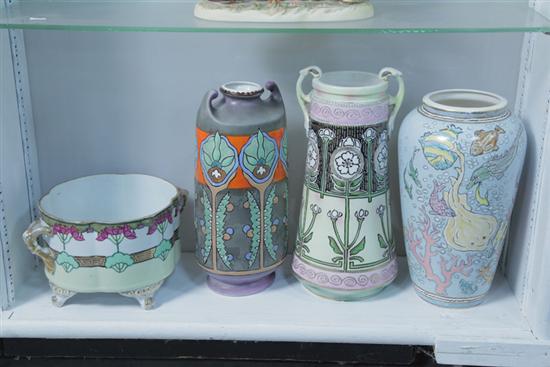 FOUR PIECES OF NIPPON. Three vases