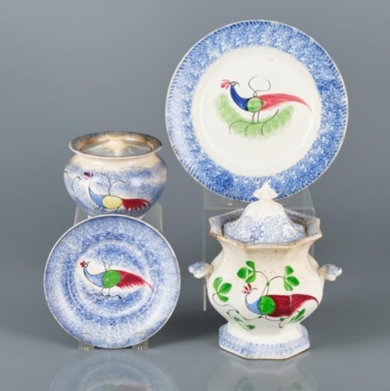 FOUR PIECES OF PEAFOWL