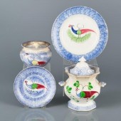 FOUR PIECES OF PEAFOWL SPONGEW