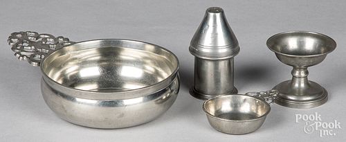 FOUR PIECES OF PEWTERFour pieces of