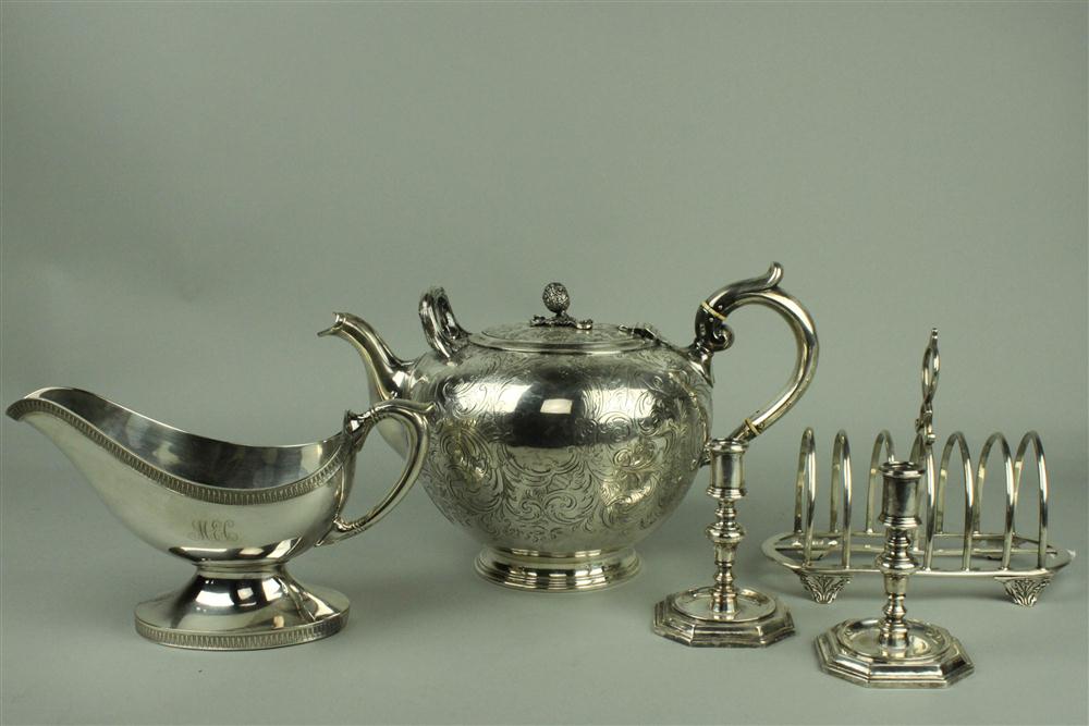 FOUR PIECES OF PLATED TABLEWARES