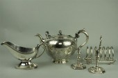 FOUR PIECES OF PLATED TABLEWAR
