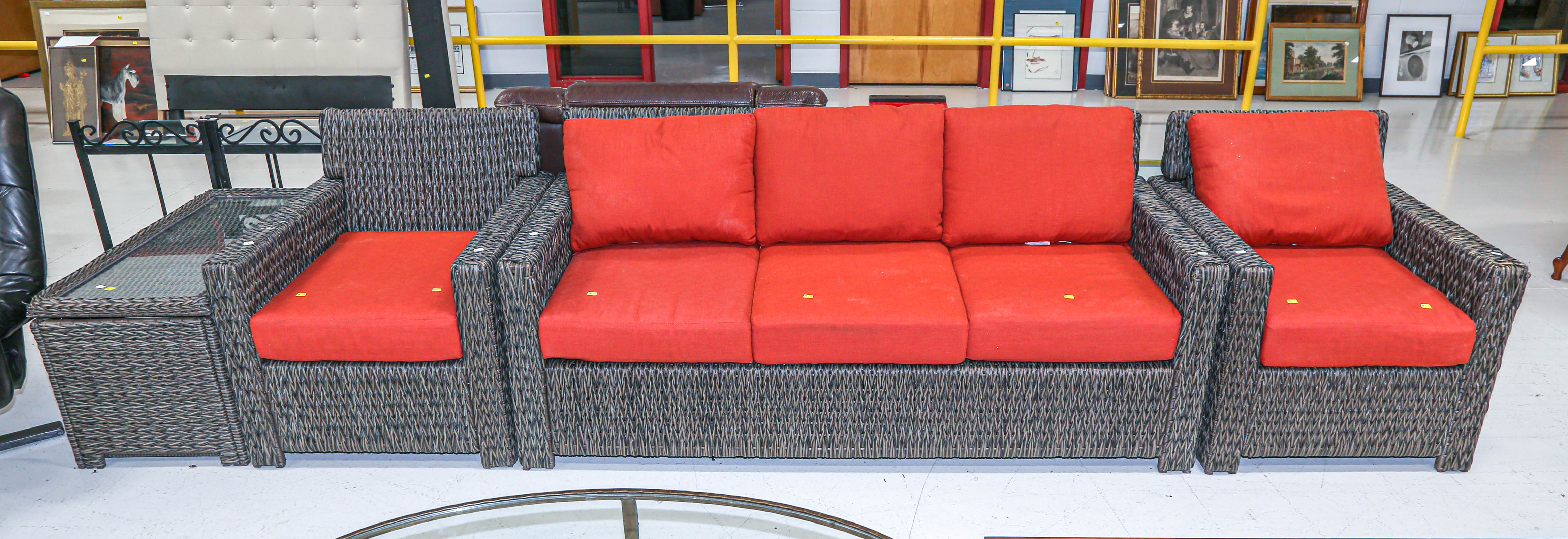 FOUR PIECES OF RATTAN STYLE PATIO