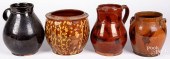 FOUR PIECES OF REDWARE, 19TH C