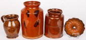 FOUR PIECES OF REDWARE, 19TH C