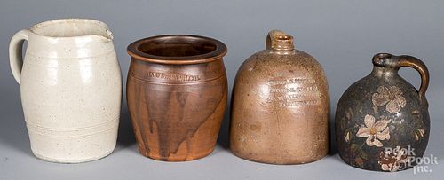 FOUR PIECES OF REDWARE AND