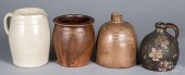FOUR PIECES OF REDWARE AND STO