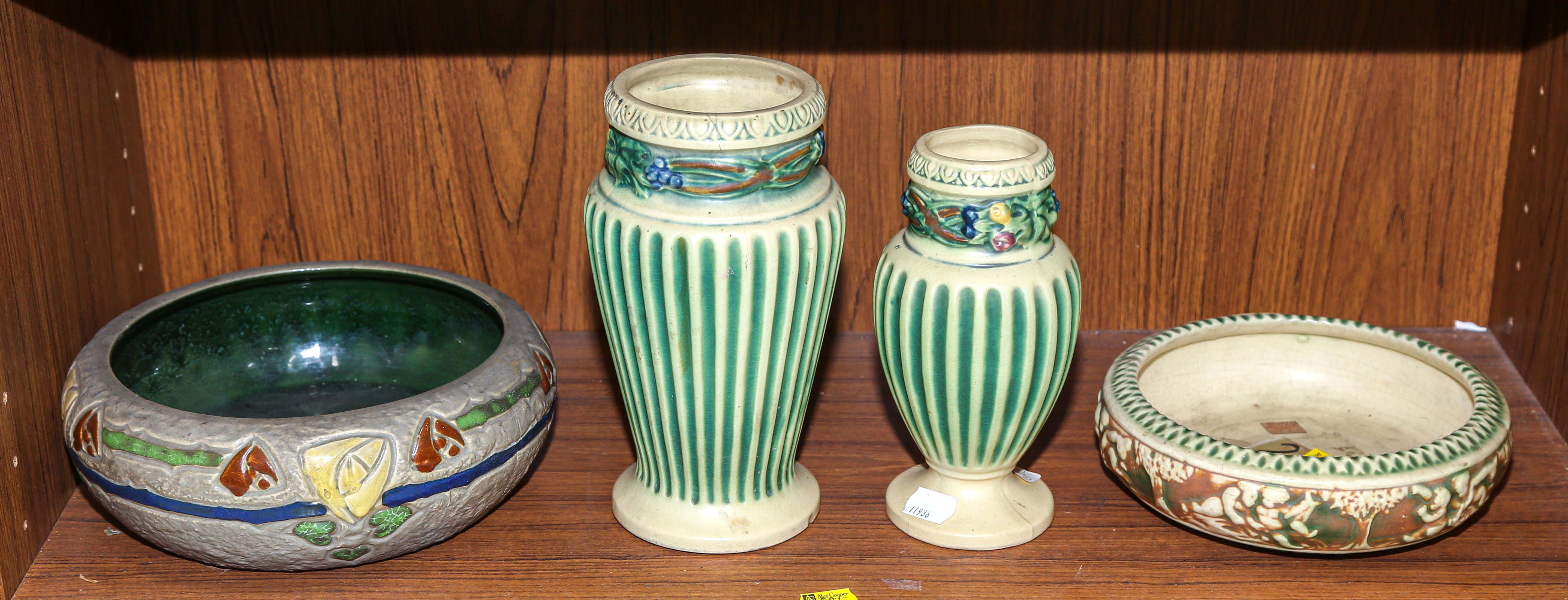 FOUR PIECES OF ROSEVILLE ART