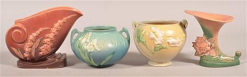 FOUR PIECES OF ROSEVILLE ART