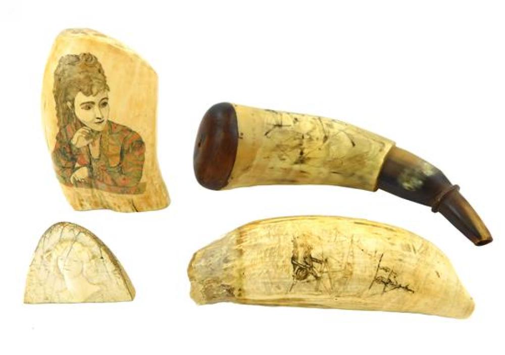 FOUR PIECES OF SCRIMSHAW, 19TH/20TH