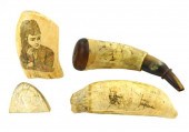 FOUR PIECES OF SCRIMSHAW, 19TH