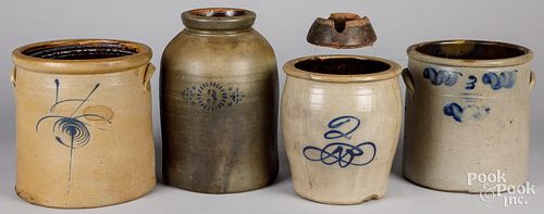 FOUR PIECES OF STONEWARE, 19TH