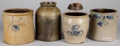 FOUR PIECES OF STONEWARE, 19TH