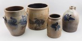 FOUR PIECES OF STONEWARE 19TH