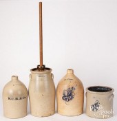 FOUR PIECES OF STONEWARE, 19TH