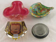 Four pieces of studio glass