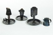 FOUR PIECES OF TOLE LIGHTING.