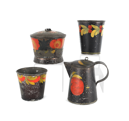 Four pieces of toleware 19th c.