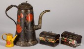 FOUR PIECES OF TOLEWARE, 19TH
