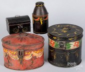 FOUR PIECES OF TOLEWARE, 19TH