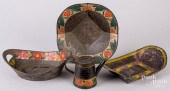 FOUR PIECES OF TOLEWARE, 19TH