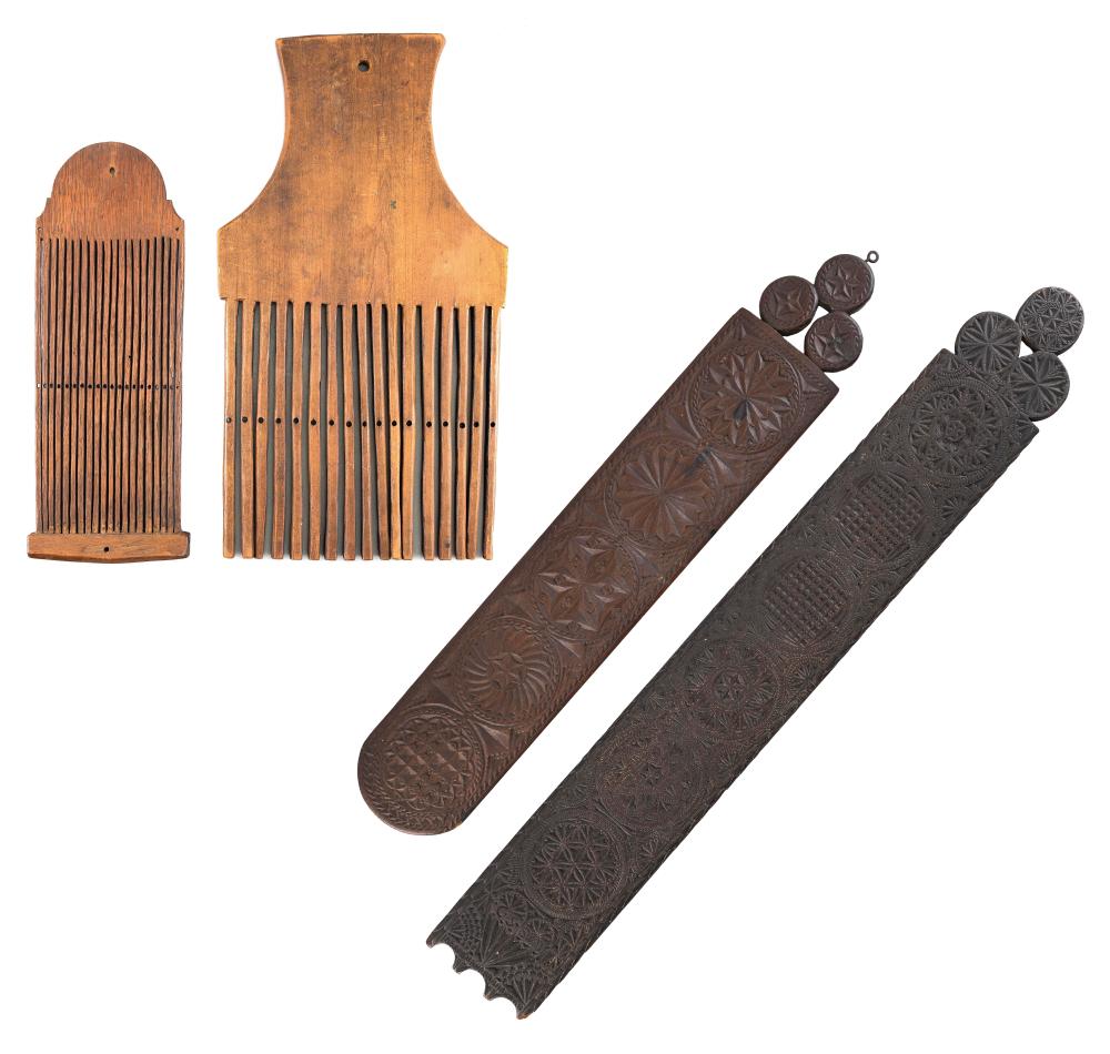 FOUR PIECES OF TREENWARE 18TH AND