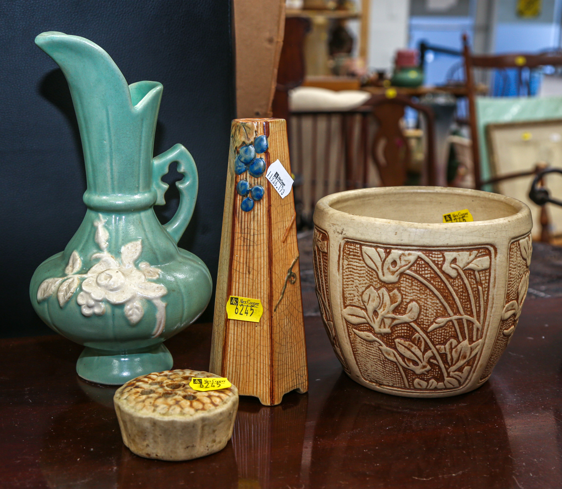 FOUR PIECES OF WELLER ART POTTERY