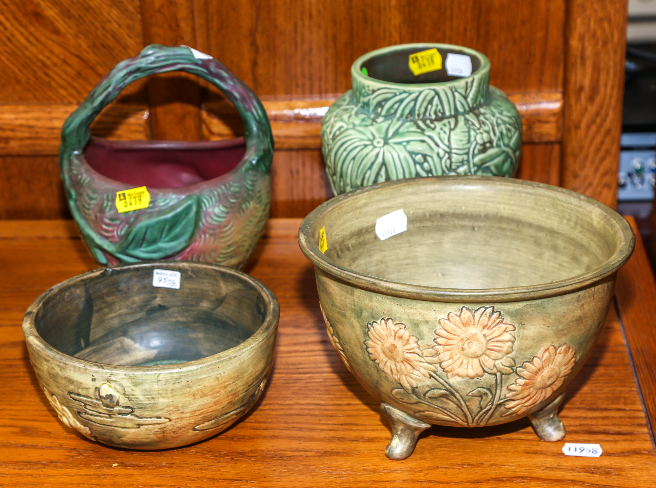 FOUR PIECES OF WELLER ART POTTERY